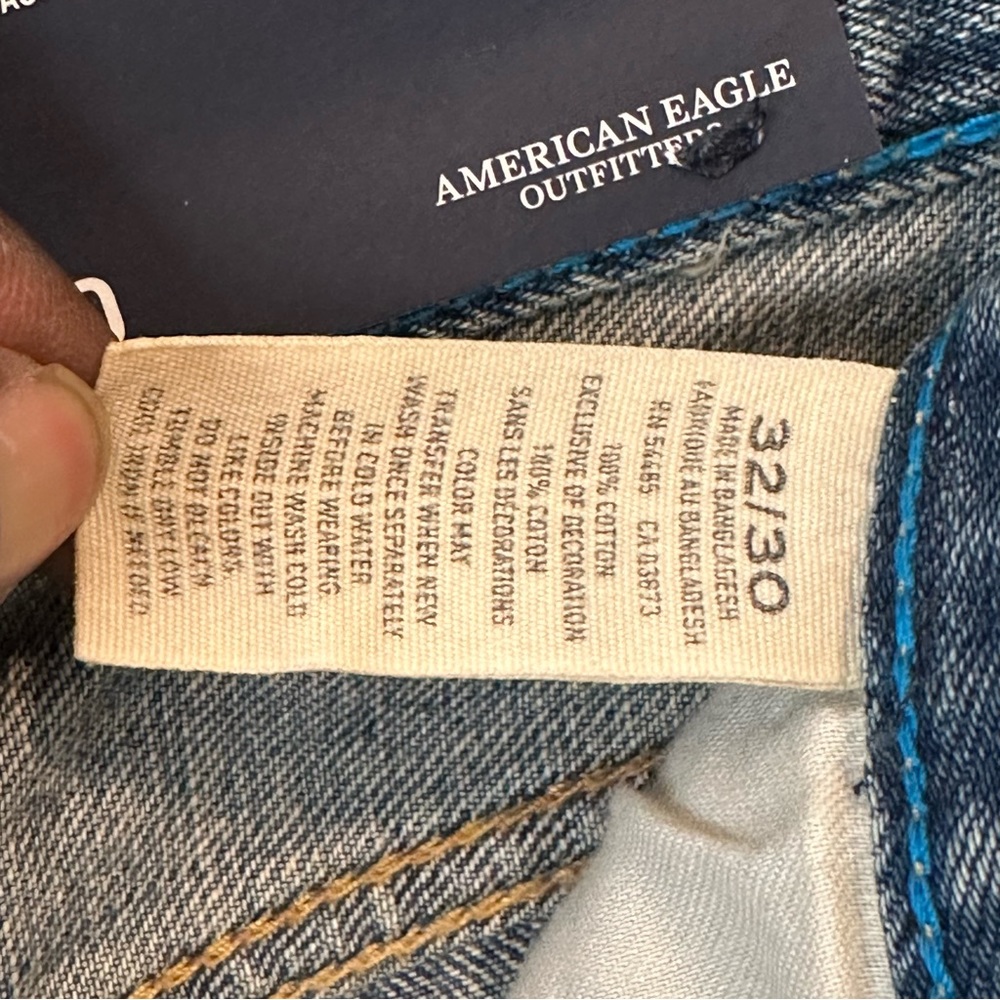 American Eagle Outfitters Men's Relaxed Low Rise Jeans 32x30 Y2K Boy Band Blue - Picture 3 of 9